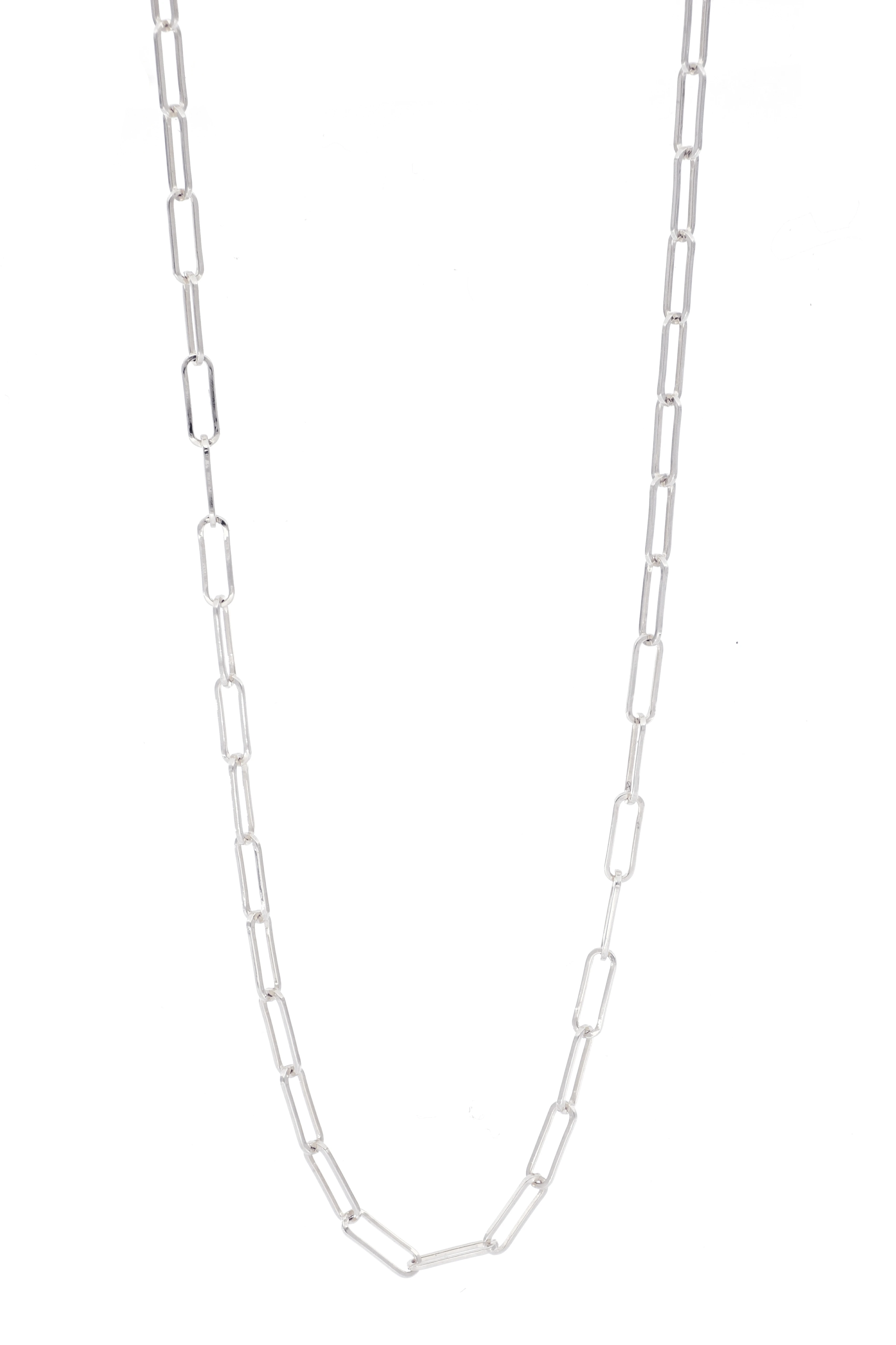 14K White Gold Paperclip Link Chain Necklace