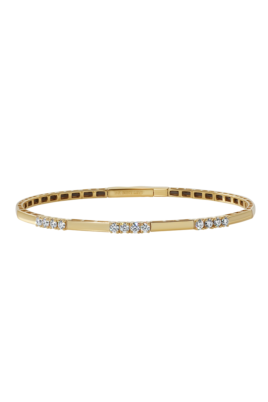 18K Yellow Gold Natural Diamond Cleo Flex Bangle Bracelet