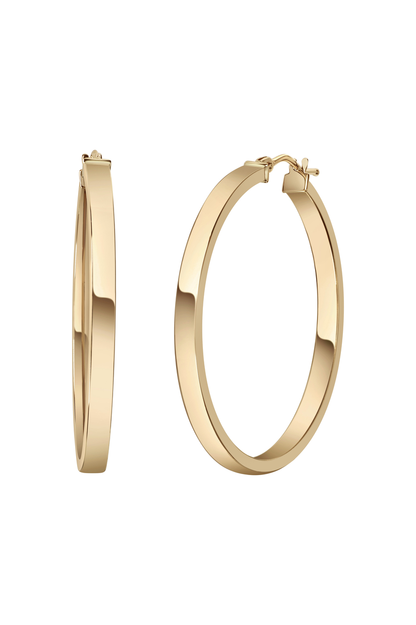 14K Yellow Gold Medium Square Tube Hoop Earrings