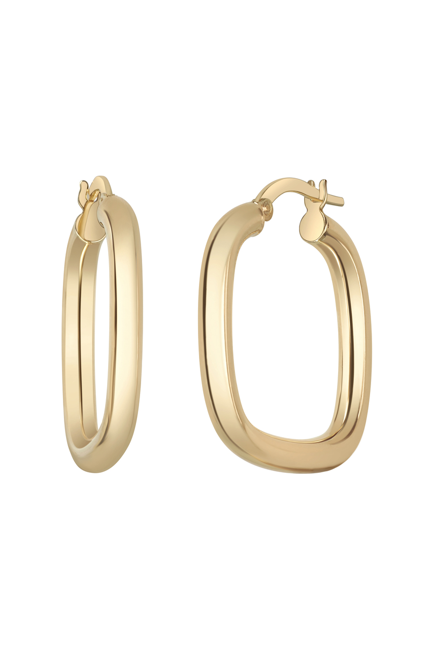14K Yellow Gold Bony Levy Squared Round Hoop Earrings