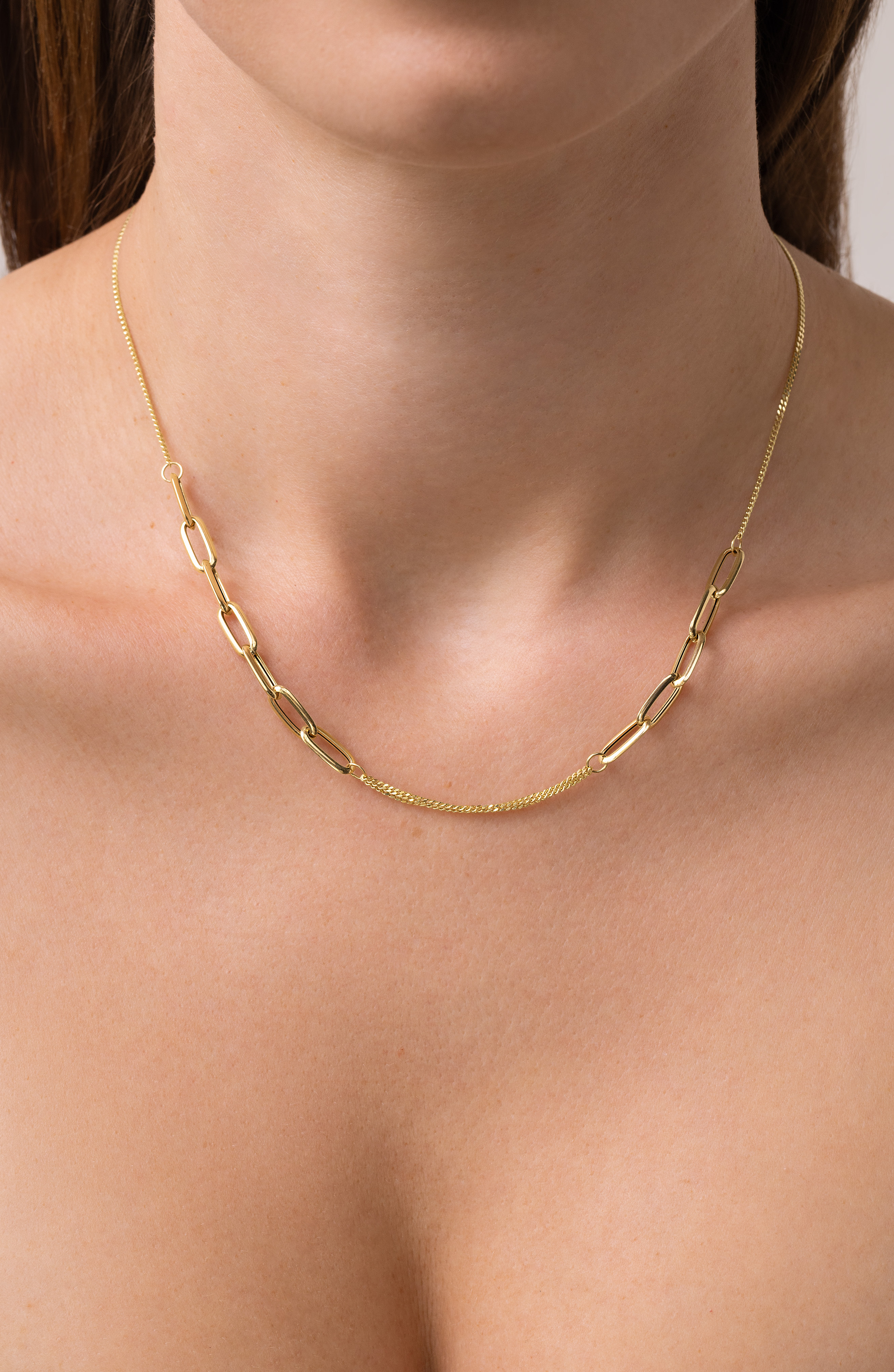 14K Yellow Gold Bony Levy Link Chain Mesh Necklace
