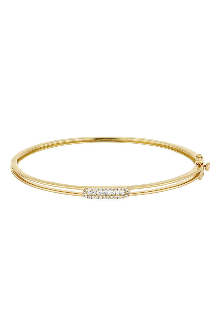 18K Yellow Gold Natural Diamond Mika Elegant Bangle Bracelet display picture 1