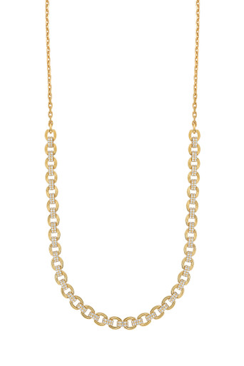 ★SENTIMENTS★ NO.254 [GOLD] NECKLACE Gold-plated necklace with hexagon shape pendant with white