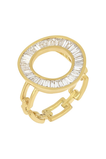 18K Yellow Gold Medium Natural Diamond Circle of Life Chain Link Ring