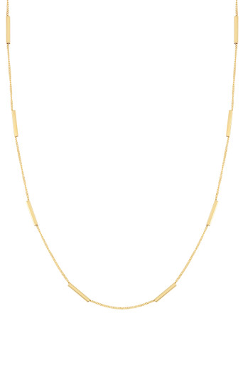 14K Yellow Gold Bar Station Chain Necklace