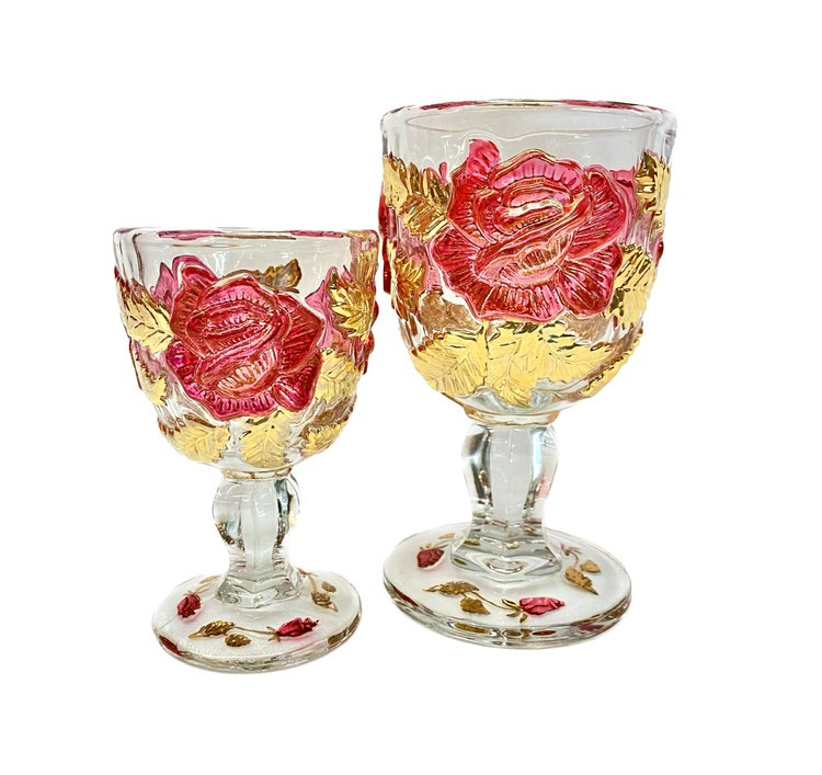 RED AND GOLD HAND PAINTED GOBLET - The Shops at Madonna Inn