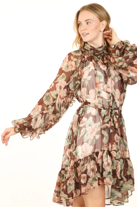 sheer patterned dress Womens Floral Mini Dress