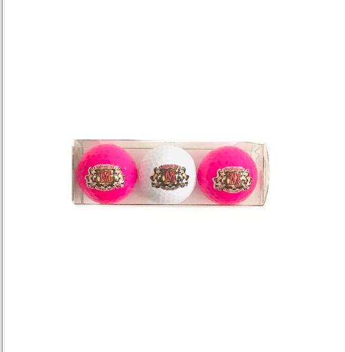 PINK & WHITE 3PK GOLF BALLS