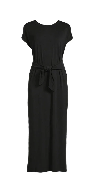 CREW NECK MAXI DRESS W/ TIES