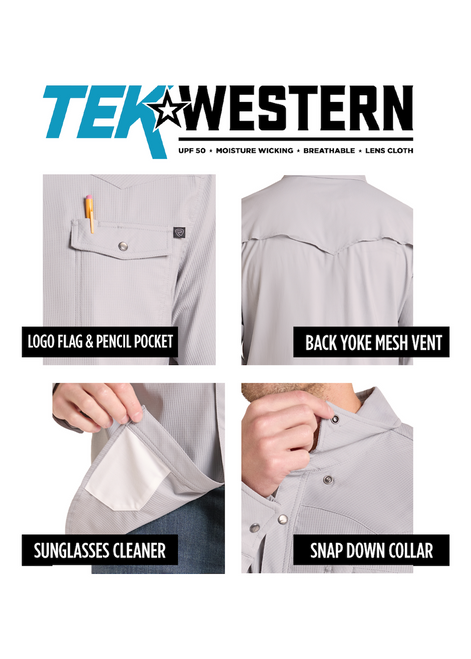 TEK WESTERN STRETCH SNAP LONG SLEEVE SHIRT