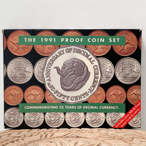 1991 Proof  Coin Set - Commemorating 25 Years of Decimal Currency 1991 Proof  Coin Set - Commemorating 25 Years of Decimal Currency