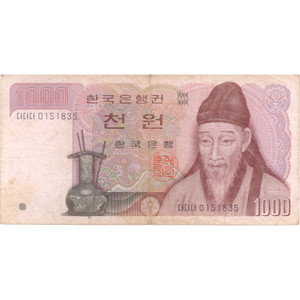 1000 WON South Korea Banknote 1000 WON South Korea Banknote