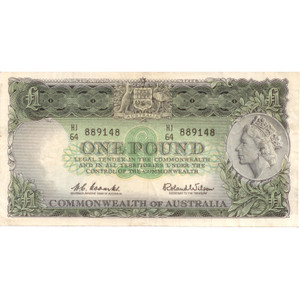 Commonwealth 0f Australia 1 Pound Banknote Commonwealth 0f Australia 1 Pound Banknote