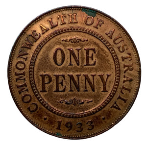 1933 Australian Penny, 33/32 Overdate 1933 Australian Penny, 33/32 Overdate