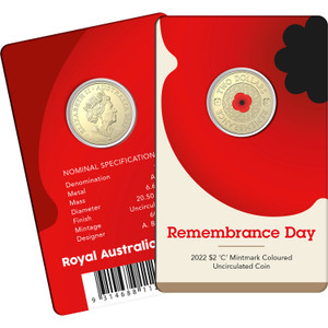 2022 Remembrance Day Poppy $2 C Mintmark Coloured UNC 2022 Remembrance Day Poppy $2 C Mintmark Coloured UNC