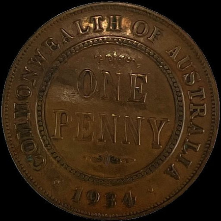 1934 Australian Penny Grade: VF20 #0278