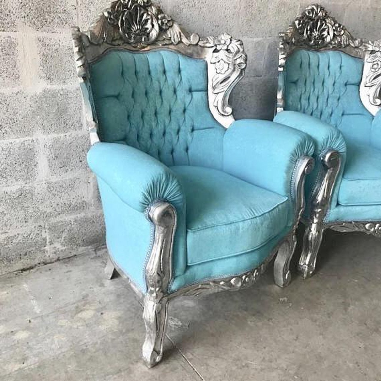 French Chair Light Blue Chair Furniture Baroque Rococo 