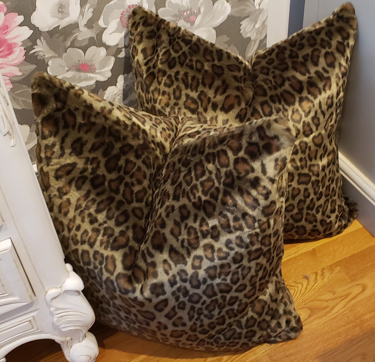 Leopard Throw Pillow, Faux Fur