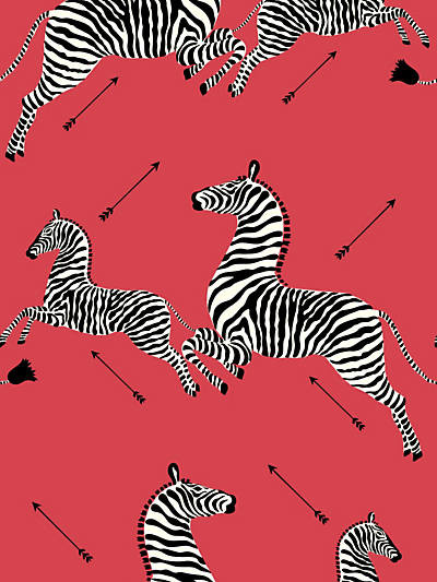 Scalamandre Zebras Vinyl Masai Red Wallpaper Thundersley Interiors