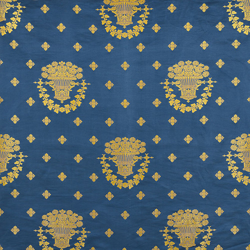 SCHUMACHER BLUE ROOM LAMPAS FABRIC BY THE YARD