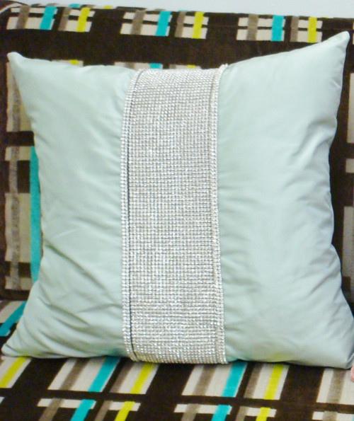 Luxury Throw Pillow,  Belgravia Diamante Bling, Shown in Green