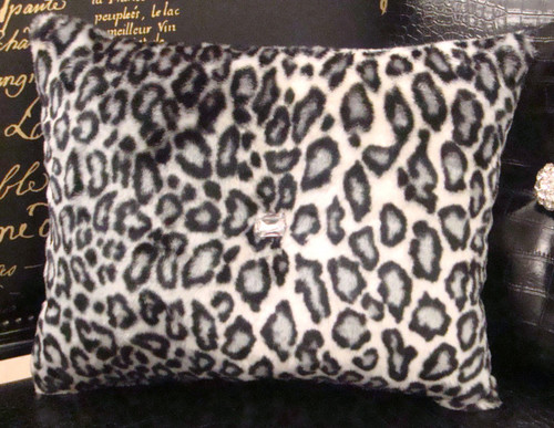 Snow Leopard Bling Throw Pillow