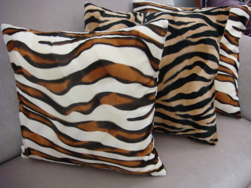 Zebra Print Pillow Cover In Gold Brown Thundersley Interiors