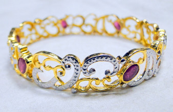 Gold Ruby Bangles set Of 2 pcs 18K Fine handmade wedding jewellery jewelry