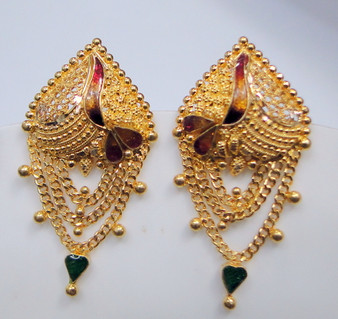22K Gold Studs Earrings fine jewelry 12079
