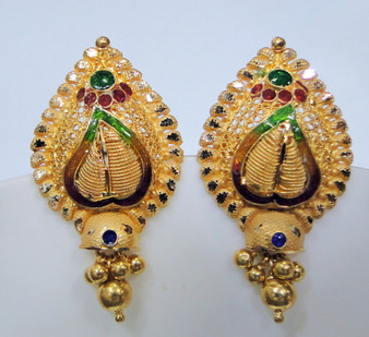 22K Gold Studs Earrings fine jewelry 12086
