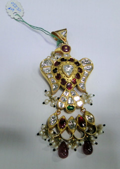 22K Gold Diamond Polki Kundan Pendant Necklace 13039