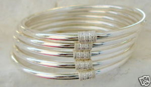 STERLING SILVER PLANE BANGLE BRACELET SET 5 PCS DANCE 661