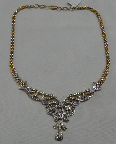 Vintage style 18 K solid gold Diamond Necklace with earrings