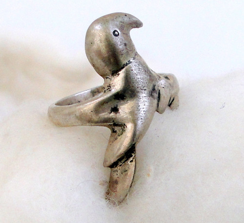 vintage sterling silver  PARROT  SIGN RING