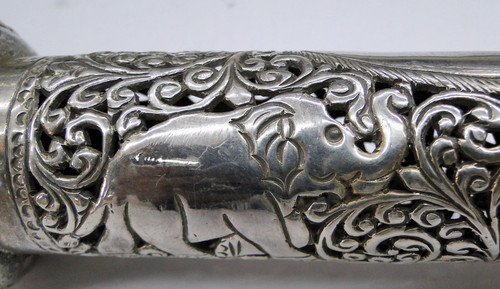 SILVER MESSAGE SCROLL & PARCHMENT HOLDER BOX ELEPHANT