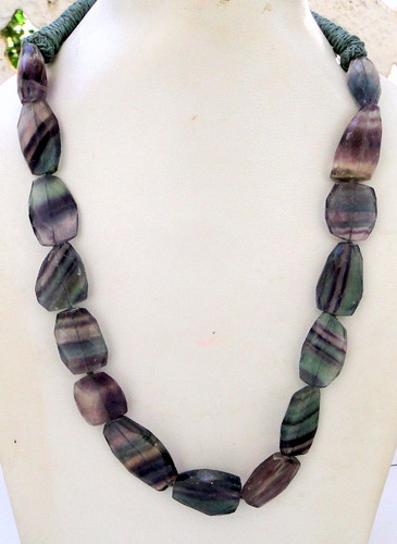 FLORITE  GEMSTONE BEAD TUMBLE NECKLACE