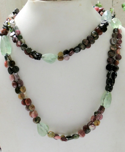 Designer Tourmaline gemstone necklace beads long