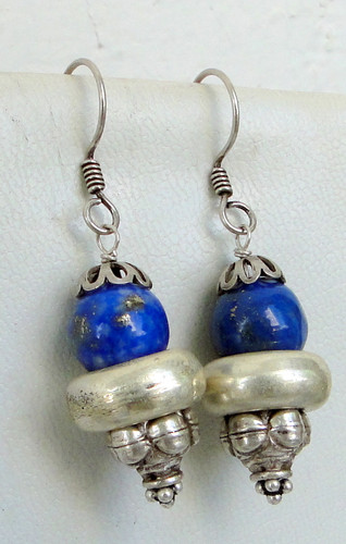 Ethnic earrings sterling silver bespoke drop earrings lapis lazuli