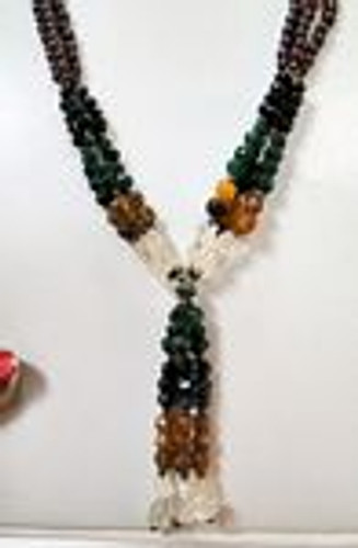 250 ct Faceted  Multi gemstones with silver beads and tassel necklace