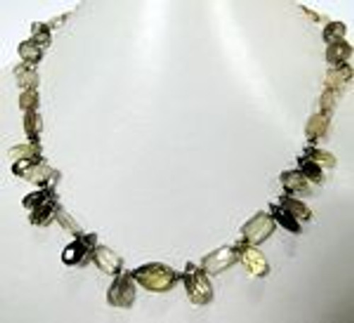 142 ct Multi faceted citrine peridot smoky topaz  gemstones strand necklace