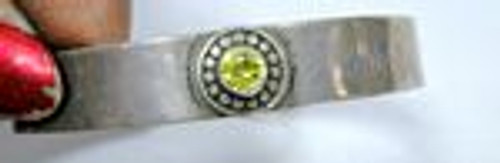 925 sterling silver set with ad crystal citrine  bangle cuff