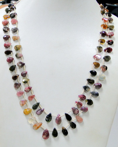 150ct Tourmaline gemstone drop beads strands necklace