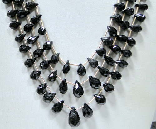 225 ct black onyx  gemstone drop beads strands necklace