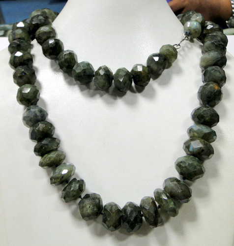 1815ct  Labradorite GEMSTONES TUMBLED BEADS STRAND NECKLACE