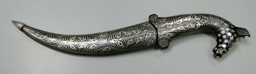 Damascus steel blade Horse head Knife dagger pure silver wire work LETTER OPENER XMAS ITEM 7506