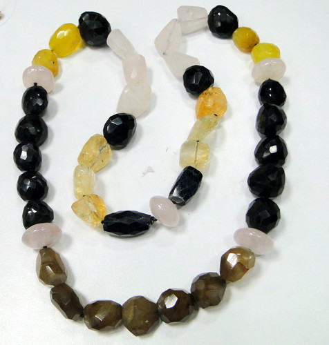 Tumbled Necklace~Multicolor gemstones strand 8353