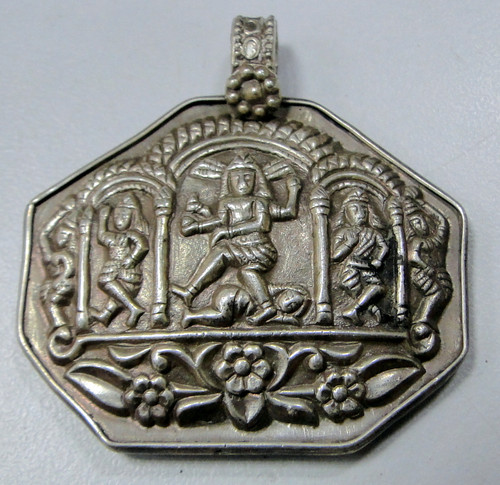pure solid silver amulet pendant necklace Shiva Family 9311