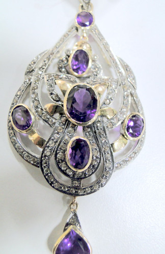 Diamond Amethyst Victorian Pendant Jewelry