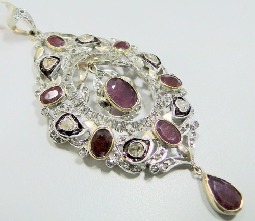 Polkaed Diamond Ruby Victorian Pendant Jewelry