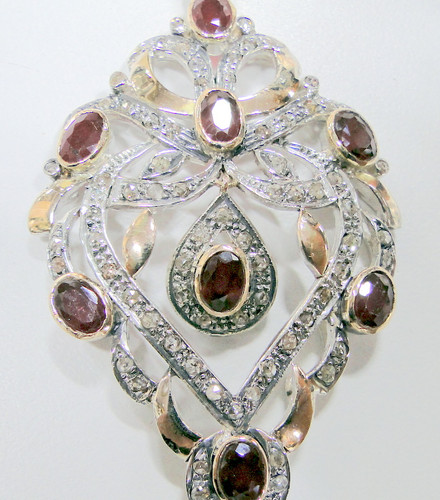 Diamond Ruby Victorian Pendant Jewelry 6581